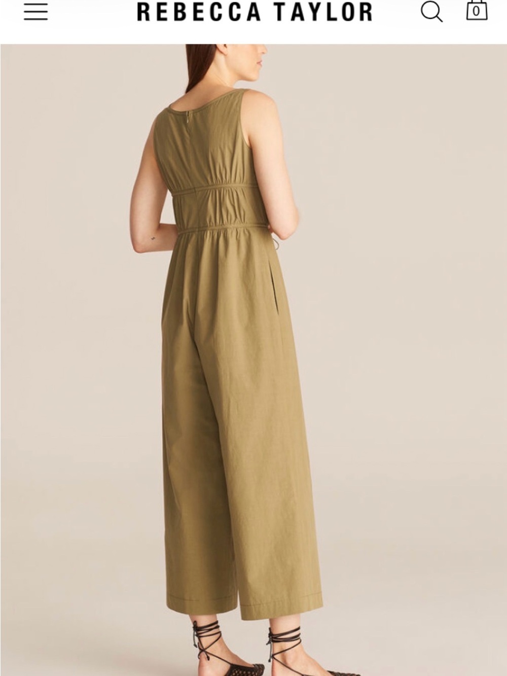 Rebecca Taylor Sleeveless Olive Wide-Leg Jumpsuit
